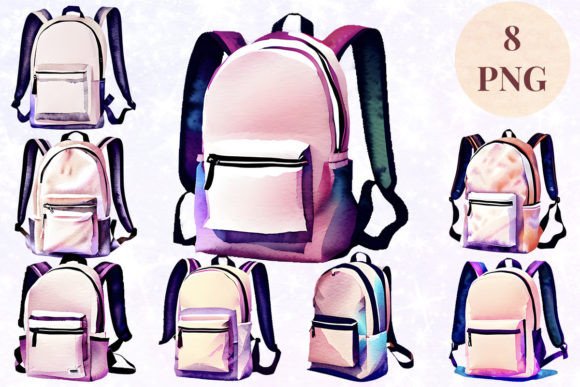 Download Backpack Watercolor 4 Clipart PNG - Backpack watercolor Collection