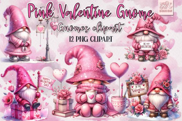 Download Watercolor Pink Valentine Gnome PNG - Pink Collection