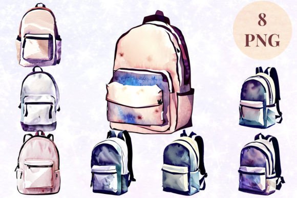 Download Backpack Watercolor 15 Clipart PNG - Backpack watercolor Collection