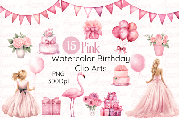Download Pink Watercolor Birthday Cliparts - Pink Collection