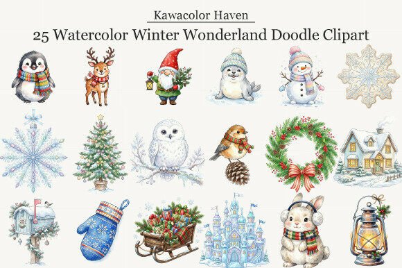 Download Watercolor Winter Wonderland Doodle Png - Watercolor winter Collection