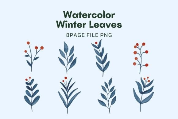 Download Watercolor Winter Leaves Pack - Watercolor winter Collection