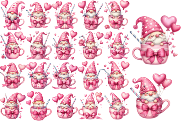Download 22 Pink Valentine Gnome Clipart Bundle - Pink Collection