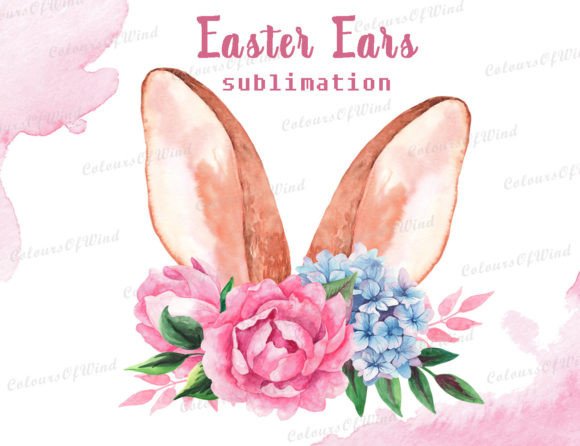 Download Easter Ears Sublimation PNG, Pink Floral - Pink Collection