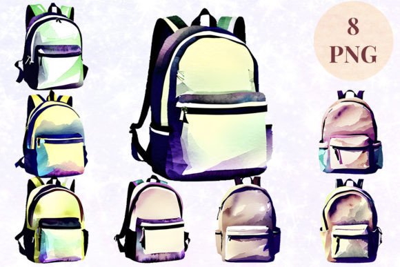 Download Backpack Watercolor 9 Clipart PNG - Backpack watercolor Collection