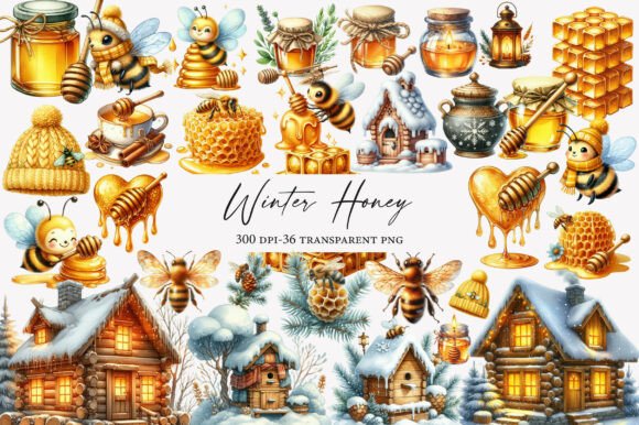 Download Watercolor Winter Honey Clipart - Watercolor winter Collection