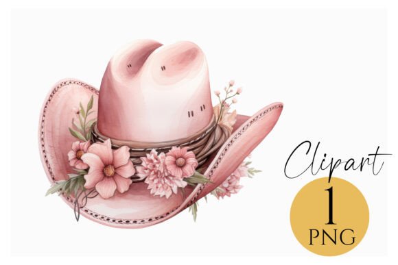 Download Boho Pink Floral Cowboy Hat Clipart PNG - Pink Collection