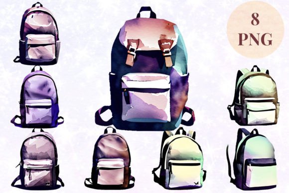 Download Backpack Watercolor 8 Clipart PNG - Backpack watercolor Collection